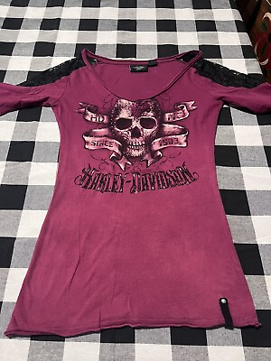 #ad Womens Harley Davidson Shirt With Skull Nice Shirt $14.25