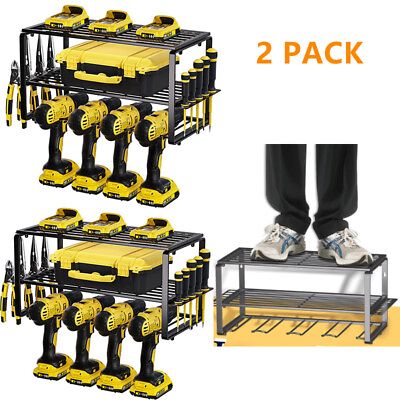 #ad 2 Pack Heavy Duty Power Tool Organizer Wall Mount Drill Storage Rack Holder $27.99