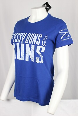 #ad Grunt Style Women#x27;s Messy Buns amp; Guns Tee Shirt Size Medium Blue $11.89