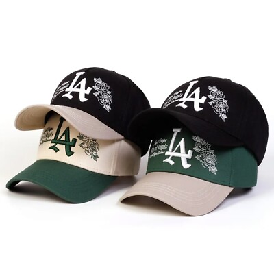 #ad LA Rose Snapback Baseball Hat Cream Black Green $14.99