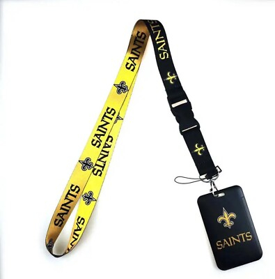 #ad Brand New NFL Lanyard Keychain New Orleans Saints ID Holder US STOCK Shipping $12.85