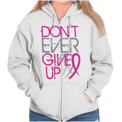 #ad Breast Cancer Support Never Give Up Fight Womens Zip Hooded Sweatshirt Hoodie $34.99