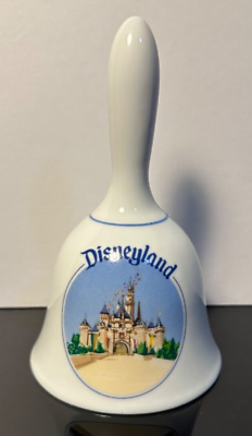 #ad Vintage Disneyland Souvenir Ceramic Bell Cinderella Castle Disney Blue White EUC $20.00
