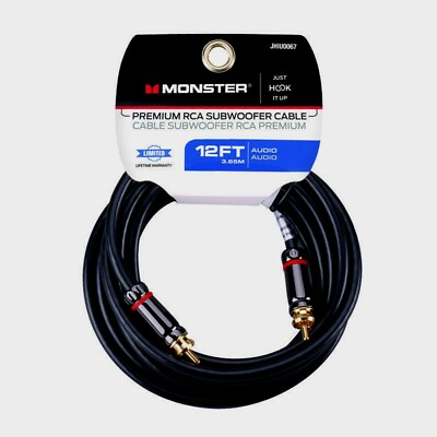 #ad Monster JHIU0067 RCA Coxial SUBWOOFER CABLE 12 FOOT LONG Connect Audio to Sub $33.30