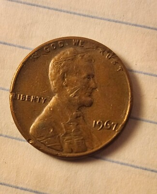 #ad 1967 Lincoln Memorial Penny No Mint Mark Error quot;Lquot; WE Trust Rim MANY Errors $750.00