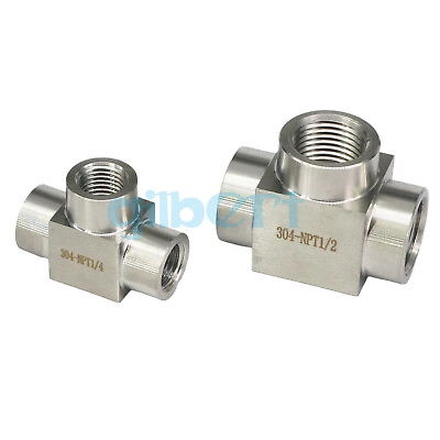 #ad 4000 PSI 1 8quot; 1 4quot; 1 2quot; 3 4quot; 1quot; NPT BSP Female Tee 304 Stainless Pipe Fitting $5.36
