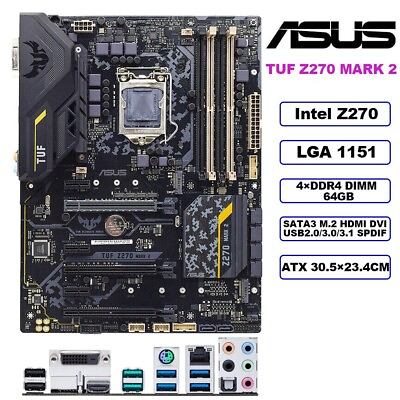 #ad ASUS TUF Z270 MARK 2 Motherboard ATX Intel Z270 LGA1151 DDR4 SATA3 M.2 HDMI DVI $102.00