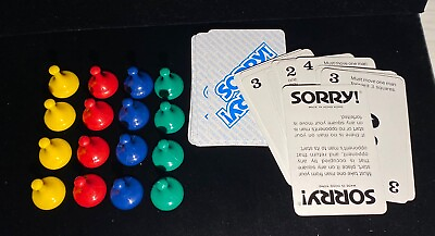 #ad Sorry Board Game Cards Complete Set 45 Cards 16 Tokens Replacement Pieces 1972 $7.50