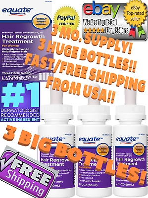 #ad 2% Minoxidil Equate Women#x27;s Hair Regrowth Solution 3 Mo Supply FREE SHIP GREAT $39.73
