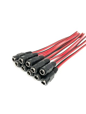 #ad 50 Pcs Female DC Power Pigtail Cable Plug 18AWG 2.1mm x 5.5mm 12V 5A $24.00