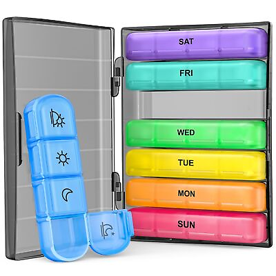 #ad Weekly Pill Organizer 7 Day 4 Times a Day Large Daily Travel Pill Box Case f... $16.09