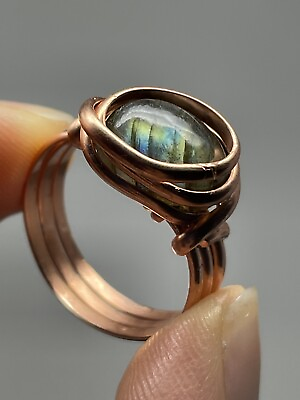 #ad Labradorite Elegant Copper RING Size 7.0 ONLY Artisan crafted Polished P50 $24.00
