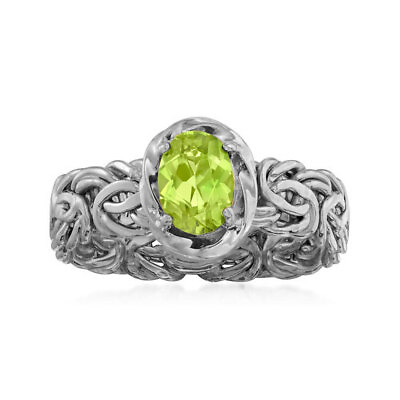 #ad Sz 8 Natural Green Peridot Gemstone Byzantine Band Ring Real 25 Sterling Silver $52.40
