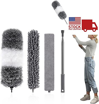 #ad 4 PCS Microfiber Dusting Duster Soft Feather Brush Household Cleaning Dust Tool $16.96