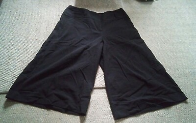 #ad 000 Womens New Direction Size 10 Black Capri Pants Wide Leg Long Shorts $14.99