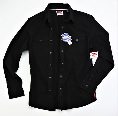 #ad New Wrangler Premium Slim Fit Denim Shirt Black Color Men#x27;s Sizes S 5XL $29.99