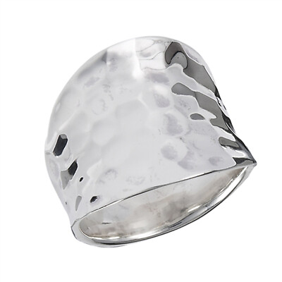 #ad Concave Hammered Wide Fashion Large Ring New 925 Sterling Silver Band Sizes 5 10 $18.49