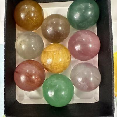 #ad 9pc 200gNatural fluorite Ball quartz crystal sphere Reiki Healing 23mm $31.49