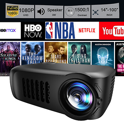 #ad Portable Projector 1080P Full HD Mini Home Theater Cinema Video Movie HDMI USB $32.99