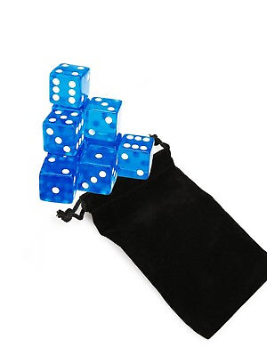 #ad Set of 10 Six Sided Square Translucent 16mm D6 Dice BLUE with White Pip Die $6.95