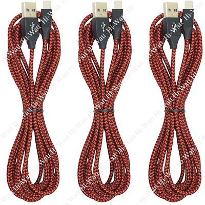 #ad 3 Pack Braided USB Cable For iPhone 12 11 XS 8 7 Plus Charger Charging Cord 10ft $12.64