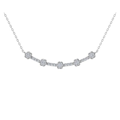 #ad 10k White Gold Natural Diamond Composite Pendant Necklace 18quot; Silver Chain $431.99