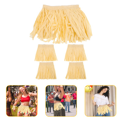 #ad Hula Grass Dance Skirt Hawaiian Costume Dress Tassel 5Pcs Straw Skirt Party Pack $9.78