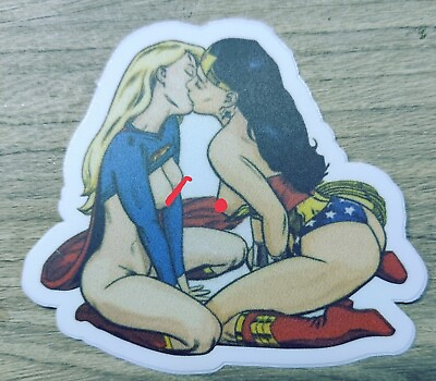 #ad SEXY WONDER WOMAN amp; SUPER GIRL MAKING OUT vinyl decal sticker 3quot; UNCENSORED $5.49