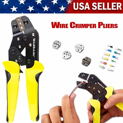 #ad US Pro Crimping Tool Crimper Pliers Industrial Wire amp; Cable Crimp Connectors $16.59