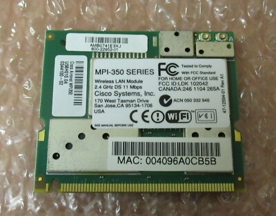 Cisco MPI 350 Mini PCI Wireless LAN Module 2.4GHz DS 11 Mbps LAN Client Adapter GBP 24.00