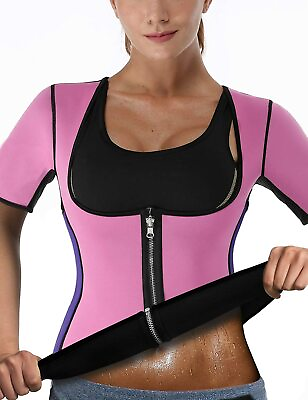 #ad DoLoveY Women Sauna Sweat Vest with Sleeves Neoprene Weight Loss Shirt Workout B $60.15