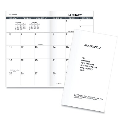 #ad 2023 2024 AT A GLANCE 6 x 3.5 Pocket Size Monthly Planner Refill White Sheets $13.55