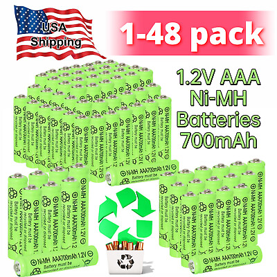 #ad Lot 1 48Pcs Ni MH AAA Rechargeable Battery 1.2V 700mAh Batteries for Solar Light $8.78