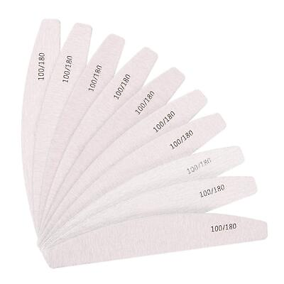#ad 10 Pcs Pro Nail File Set Double Sided Emery Boards #100 #180 Manicure Pedicure $7.60