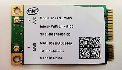 Intel Wireless 512AN MMW WiFi Link 5100 IEEE 802.11 AGN Mini PCI E Laptop Card $10.00